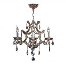  W83115C19-AM - Lyre Collection 4 Light Chrome Finish and Amber Crystal Chandelier 19" D x 18" H Medium