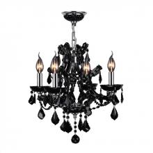  W83115C19-BL - Lyre Collection 4 Light Chrome Finish and Black Crystal Chandelier 19" D x 18" H Medium