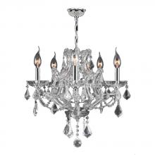  W83116C19-CL - Lyre Collection 5 Light Chrome Finish and Clear Crystal Chandelier 19" D x 18" H Medium