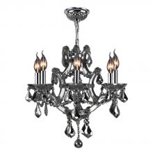  W83117C20-CH - Lyre Collection 6 Light Chrome Finish and Chrome Crystal Chandelier 20" D x 19" H Medium
