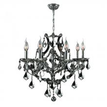  W83118C26-BL - Lyre Collection 8 Light Chrome Finish and Black Crystal Chandelier 26" D x 22" H Large