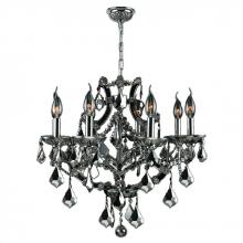  W83118C26-CH - Lyre Collection 8 Light Chrome Finish and Chrome Crystal Chandelier 26" D x 22" H Large