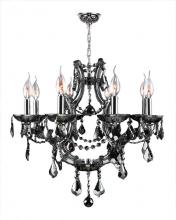  W83118C26-SM - Lyre Collection 8 Light Chrome Finish and Smoke Crystal Chandelier 26" D x 22" H Large