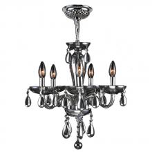  W83127C16-CH - Gatsby Collection 5 Light Chrome Finish and Chrome Blown Glass Chandelier 16" D x 18" H Mini