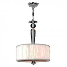  W83132C12 - Gatsby Collection 3 Light Chrome Finish and Clear Crystal Pendant with White Fabric Drum Shade 12