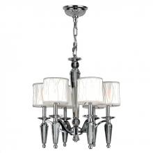  W83132C22 - Gatsby 6-Light Chrome Finish and Clear Crystal Chandelier with White Fabric Shade 22 in. Dia x 23 in