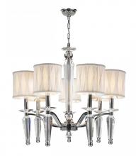  W83132C24 - Gatsby 7-Light Chrome Finish and Clear Crystal Chandelier with White Fabric Shade 24 in. Dia x 23 in