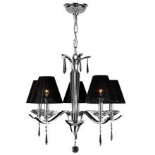  W83133C25 - Gatsby 5-Light Arm Chrome Finish and Clear Crystal Chandelier with Black String Empire Shade 25 in. 