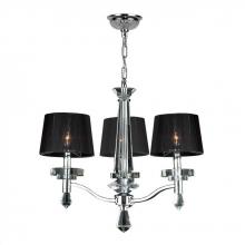  W83135C22 - Gatsby Collection 3 Light Arm Chrome Finish and Clear Crystal Chandelier with Black String Empire Sh