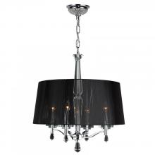  W83135C25 - Gatsby Collection 4 Light Chrome Finish and Clear Crystal Chandelier with Black String Drum Shade 25