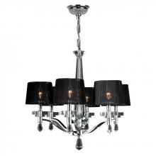  W83135C26 - Gatsby 6-Light Arm Chrome Finish and Clear Crystal Chandelier with Black String Empire Shade 26 in. 