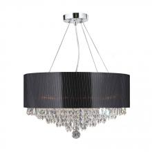  W83137C20 - Gatsby 8-Light Chrome Finish and Clear Crystal Chandelier with Black Acrylic drum Shade 20 in. Dia x