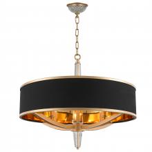 W83140MG26 - Gatsby  4-Light Matte Gold Finish with Black drum Shade Chandelier 26 in. Dia x 26 in. H