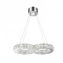  W83148KC22-3500K - Galaxy 14 Integrated LEd Light Chrome Finish diamond Cut Crystal double Ring Chandelier 3500K 22 in.