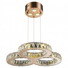  W83149RG24-CL - Galaxy 18 Integrated LEd Light Rose Finish diamond Cut Crystal Triple Ring Chandelier 6000K 24 in. D