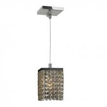  W83154C5-GT - Prism 1-Light Chrome Finish and Golden Teak Crystal Square Mini Pendant 5 in. L x 5 in. W x 8 in. H