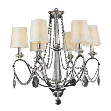  W83156C26 - Innsbruck 6-Light Chrome Finish and Clear Crystal with Ivory Silk Shade Chandelier 26 in. Dia x 27 i