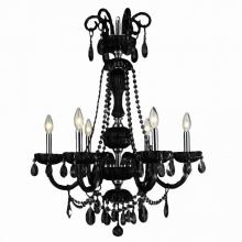  W83177C25-BL - Carnivale Collection 6 Light Chrome Finish and Black Crystal Chandelier 25" D x 34" H Large