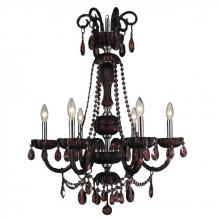  W83177C25-CY - Carnivale Collection 6 Light Chrome Finish and Cranberry Crystal Chandelier 25" D x 34" H La