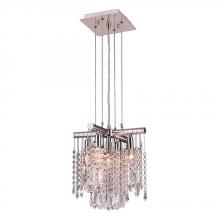  W83179C12-CL - Nadia 5-Light Chrome Finish and Clear Crystal Mini Pendant 12 in. Dia x 12 in. H Small
