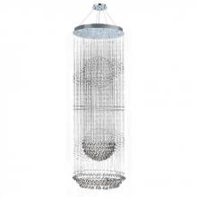  W83256C32 - Saturn 13-Light Chrome Finish and Clear Crystal Galaxy Chandelier 32 in. Dia x 96 in. H Two 2 Tier L