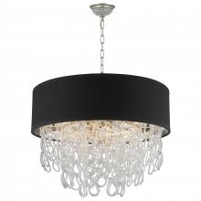  CP270MN20 - Halo Collection 6 Light Matte Nickel Finish and Clear Crystal with Black Drum Shade Pendant D20"