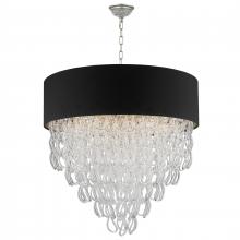  CP272MN28 - Halo Collection 12 Light Matte Nickel Finish and Clear Crystal with Black Drum Shade Pendant D28"