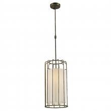  W83290AB10 - Sprocket 1-Light Metal Cage Pendant Light in Antique Bronze Finish with Ivory Shade 10 in. D x 20 in