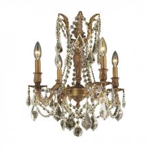  W83303FG17-GT - Windsor 4-Light French Gold Finish and Golden Teak Crystal Chandelier 17 in. Dia x 21 in. H Medium