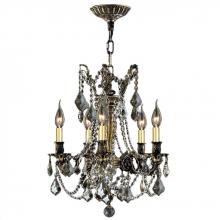  W83304BP18-GT - Windsor 5-Light Antique Bronze Finish and Golden Teak Crystal Chandelier 18 in. Dia x 19 in. H Mediu