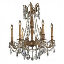  W83305FG23-CL - Windsor 6-Light French Gold Finish and Clear Crystal Chandelier 23 in. Dia x 26 in. H Medium