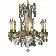  W83308BP28-GT - Windsor 10-Light Antique Bronze Finish and Golden Teak Crystal Chandelier 28 in. Dia x 31 in. H Larg