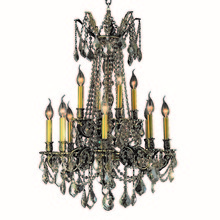  W83309BP24-GT - Windsor 12-Light Antique Bronze Finish and Golden Teak Crystal Chandelier 24 in. Dia x 36 in. H Two 