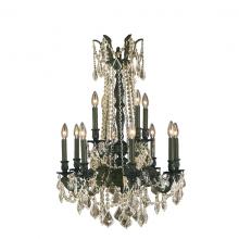  W83309F24-GT - Windsor 12-Light dark Bronze Finish and Golden Teak Crystal Chandelier 24 in. Dia x 36 in. H Two 2 T