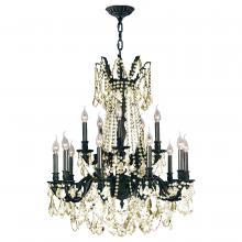  W83310F28-GT - Windsor 15-Light dark Bronze Finish and Golden Teak Crystal Chandelier 28 in. Dia x 36 in. H Two 2 T