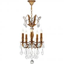  W83319FG15 - Versailles 5-Light French Gold Finish and Clear Crystal Mini Chandelier 15 in. Dia x 22 in. H