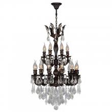  W83326F21 - Versailles 18-Light dark Bronze Finish and Clear Crystal Chandelier 21 in. Dia x 32 in. H Two 2 Tier