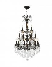  W83327F29 - Versailles 21-Light dark Bronze Finish and Clear Crystal Chandelier 29 in. Dia x 50 in. H Three 3 Ti