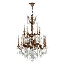  W83346FG24 - Versailles 12-Light French Gold Finish and Clear Crystal Chandelier 24 in. Dia x 34 in. H Two 2 Tier