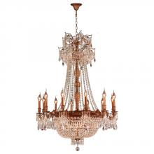  W83356FG36-GT - Winchester 18-Light French Gold Finish and Golden Teak Crystal Chandelier 36 in. Dia x 49 in. H Larg