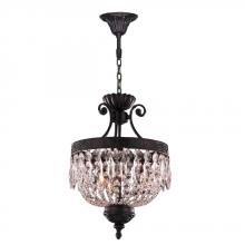  W83357F12 - Enfield 3-Light dark Bronze Finish and Clear Crystal Pendant 12 in. Dia x 18 in. H Small