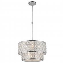  W83410C20-CL - Paris 9-Light Chrome Finish with Clear Crystal drum Two 2 Tier Pendant Light 20 in. Dia x 12 in. H M