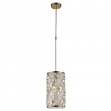  W83412CG8-CM - Paris 1-Light Champagne Gold Finish with Clear and Golden Teak Crystal Mini Pendant Light 8 in. Dia