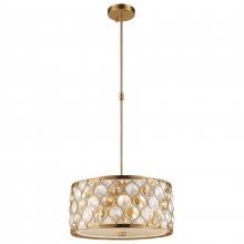  W83413MG16-CM - Paris 4-Light Matte Gold Finish with Clear and Golden Teak Crystal Pendant Light 16 in. Dia x 8 in. 