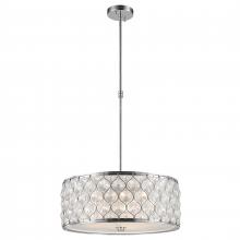  W83414C20-CL - Paris 5-Light Chrome Finish with Clear Crystal Pendant Light 20 in. Dia x 8 in. H