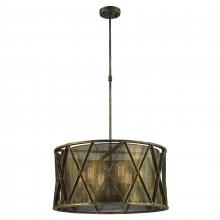  W83421AB24 - Nautilus 6-Light Antique Bronze Finish Mesh drum Shade Pendant Light 24 in. Dia x 12 in. H Large