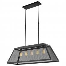  W83425MB36 - Nautilus 5-Light Matte Black Finish Mesh Kitchen Island Pendant Light 36 in. L x 12 in. W x 12 in. H