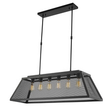  W83426MB42 - Nautilus 5-Light Matte Black Finish Mesh Kitchen Island Pendant Light 42 in. L x 12 in. W x 12 in. H