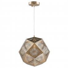  W83428CG12 - Geometrics 1-Light Champagne Gold Finish Finish Stainless Steel Pendant Light 12 in. Dia x 12 in. H