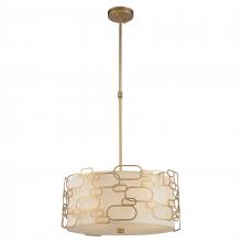  W83443MG20 - Montauk 5-Light Matte Gold Finish Pendant Light with Ivory Linen drum Shade 20 in. Dia x 9 in. H Med